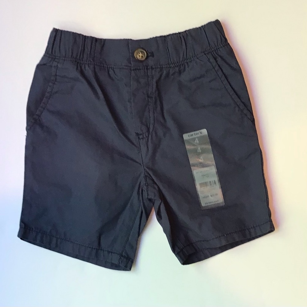 Carters NWT Boys Size 4 Navy Blue Elastic Back Twill Shorts